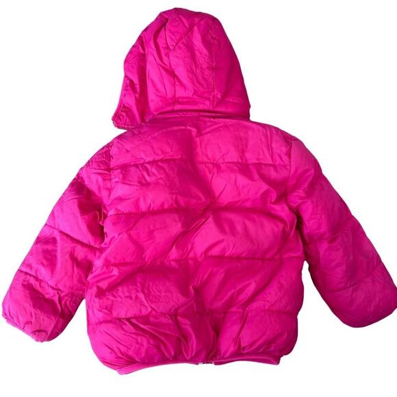 Removable Hoodie Puffer Jacket Sherpa Lined Hot Pink 3T - Picture 9 of 12